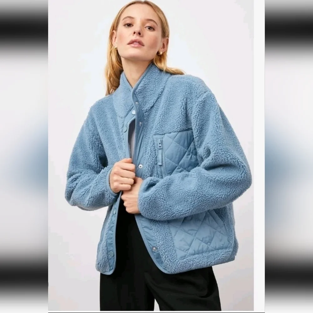 Rails Womens Lorena Steel Blue Sherpa Cozy Winter Outerwear Jacket S - Picture 2 of 16